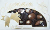 Морские фигуры: конфеты из молочного и белого шоколада с начинкой из орехового пралине
