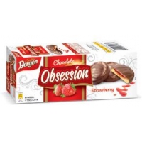 Bergen печенье "Obsession strawberry" с клубничным желе в молочном шоколаде